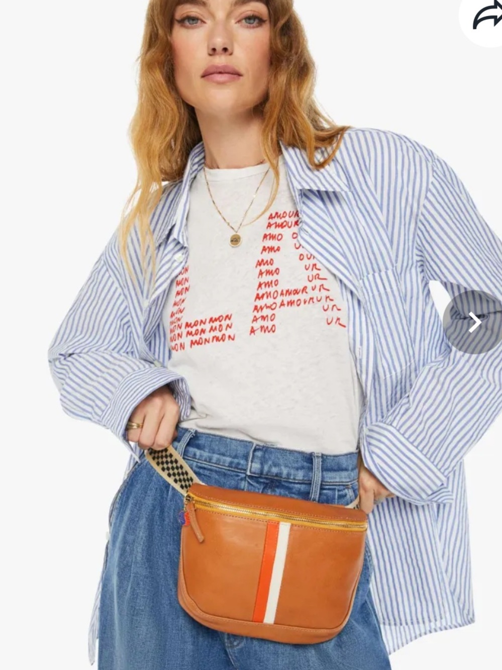 Clare V + MOTHER Le FannyTan Leather Crossbody w - Picture 3 of 12